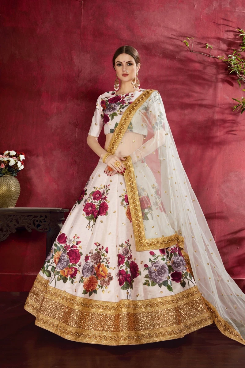 White and clearance red ghagra choli