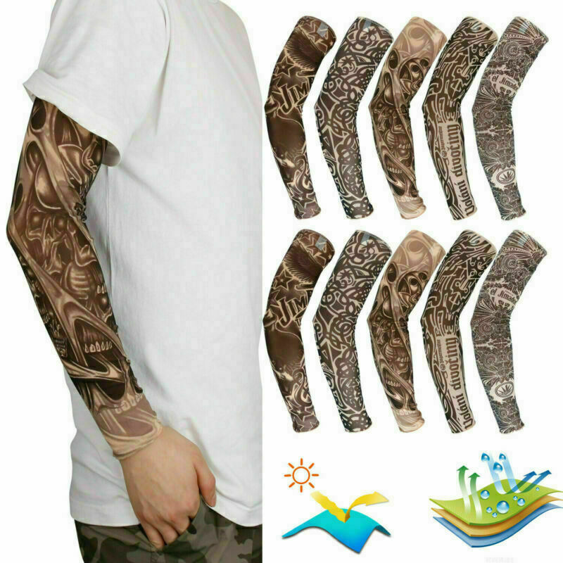 Tattoo Stretch Cooling Arm Sleeves Cover UV Sun Protection Outdoor Sports  Golf | eBay
