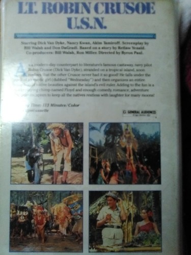 LT ROBIN CRUSOE U.S.N•-VHS•RARE•Walt Disney White Clamshell•RARE• - Imagen 2 de 2