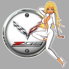 CHEVROLET Corvette Z06 Supercharged right Pin up droite Sticker vinyle laminé