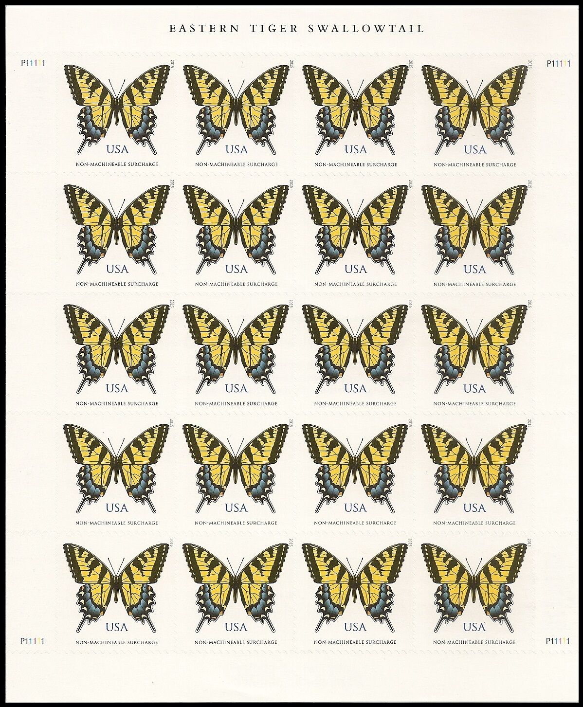 US 4999 Eastern Tiger Swallowtail Butterfly NMS sheet (20 stamps