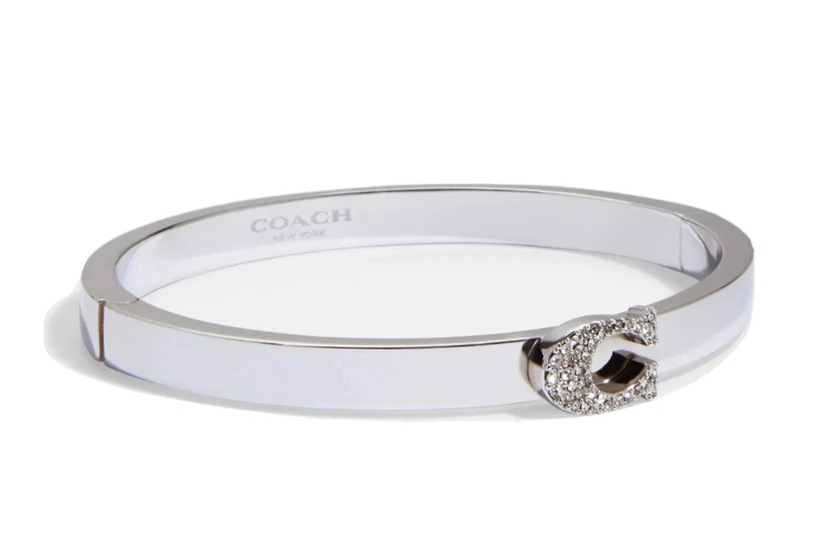 *NEW "COACH" "PAVE SIGNATURE HINGED BANGLE" (SILVER) WITH TAGS!