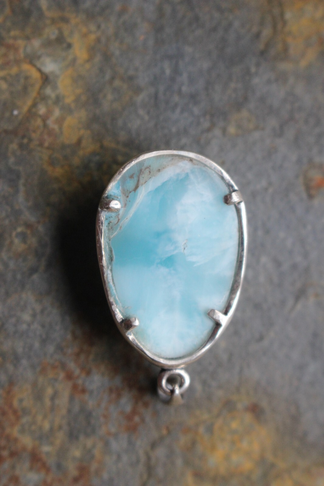 Pendentif goutte larimar Blue Stone en argent 925 idée cadeau