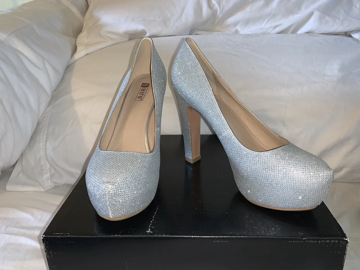 4 inch top silver platform heels