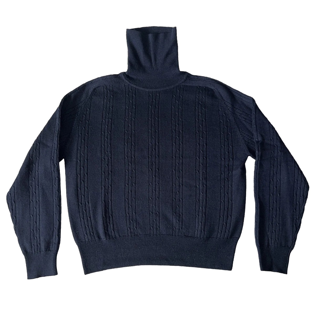 Liz Claiborne Collection Adult M 100% Merino Wool Turtleneck Black Knit  Sweater