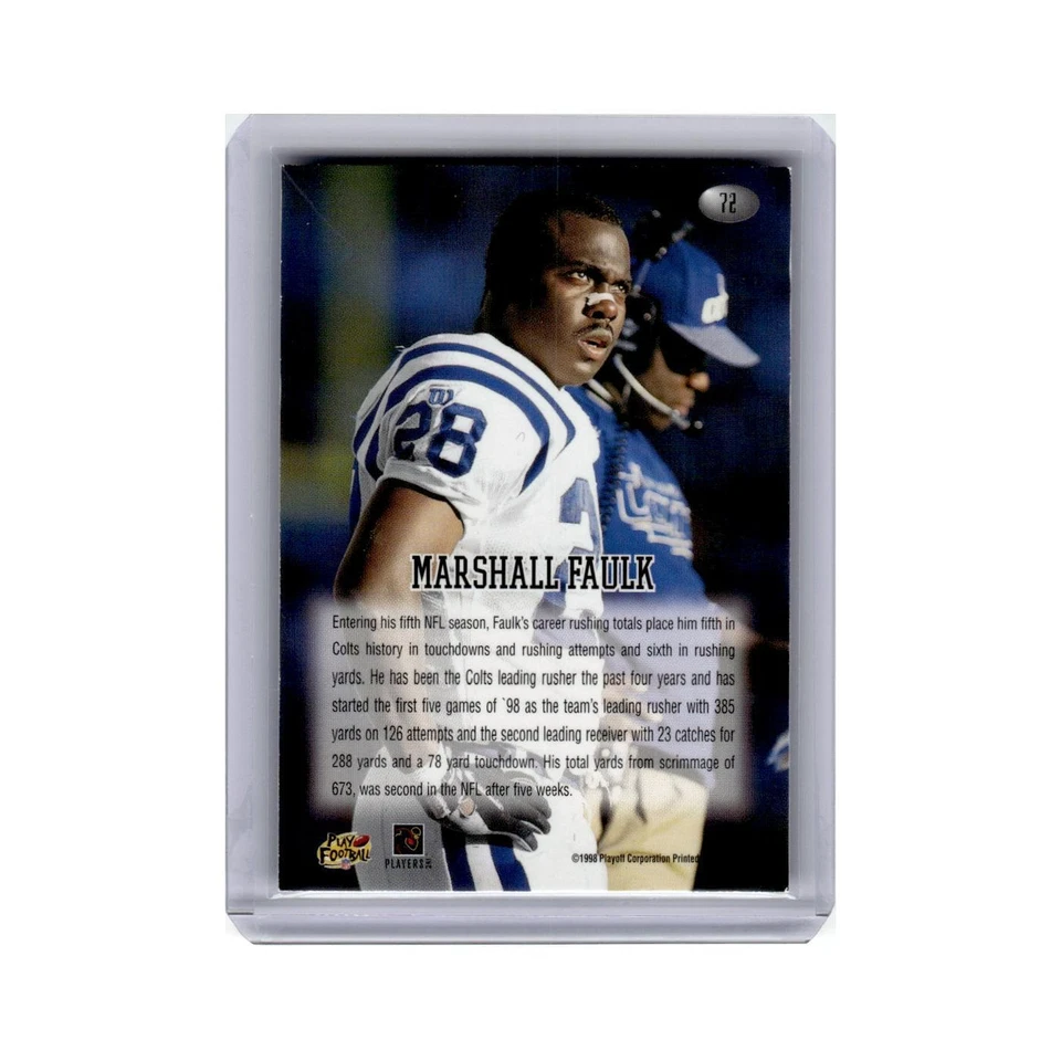 Marshall Faulk 1998 Playoff Momentum #72 Indianapolis Colts Football Card NM - Image 2 of 3