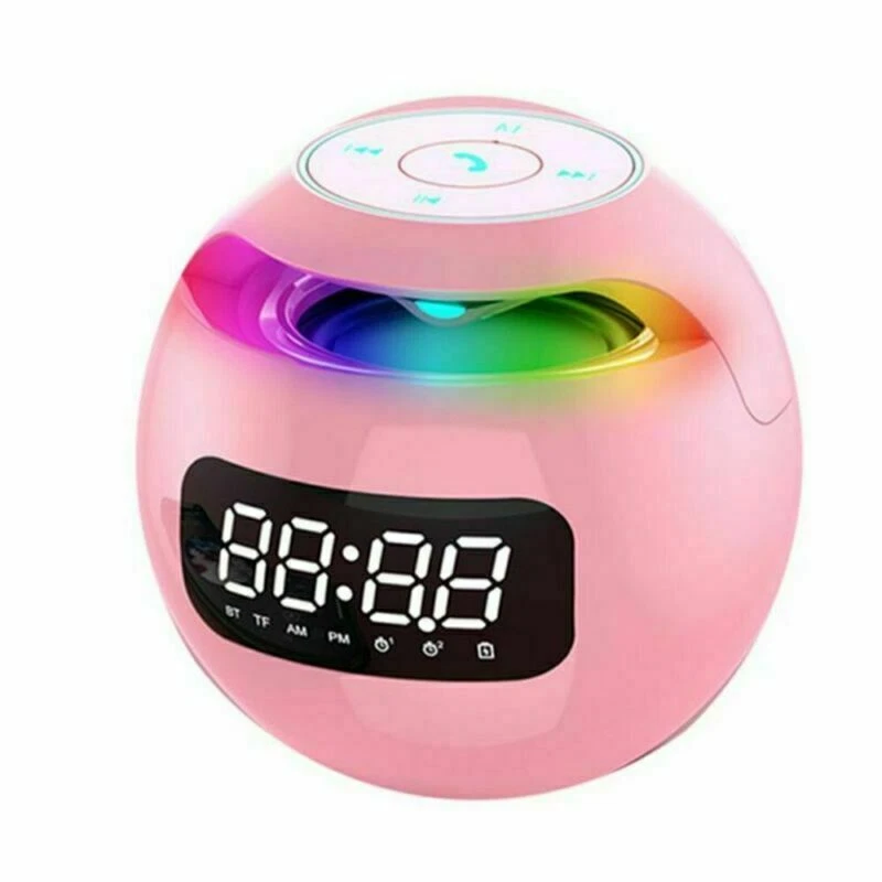 Bluetooth 5.0 Ball Music Speaker LED Display Alarm Clock FM Radio Music Players - Image 3 of 4