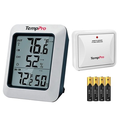 TempPro TP60 Wireless Indoor 3.1 inch x 2.6 inch, Light White-1 Sensor