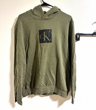 Calvin Klein Men's Pullover Hooded Fleece Hoodie Graphic Logo Green Size M