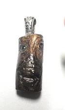 NATURAL HAWAIIAN GOLD CORAL Handcarved TIKI LONO-HAWAII GOD PEACE &RAIN 夏威夷深海金珊瑚