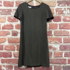 Vintage Talbots Dress Womens 4 Black Gray Plaid Abstract Casual Career Zip up