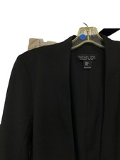 Rachel Zoe Size M Women's Open Front Layered Ruffle Sleeve Blazer Black NWOT