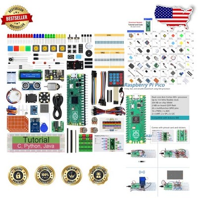 Raspberry Pi Pico Starter Kit: 222 Items, 119 Projects, Dual-Core, 133MHz, 76...