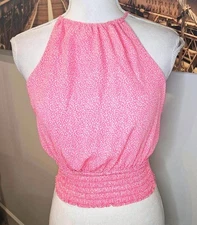 Sienna Sky Adorable Tie back Pink Polk Dot Halter Top - Size Small    #100