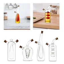 Oil and Vinegar Glass Bottle,Cruet Bottle Double Pourer Spout Stoppers,Clear,Oil