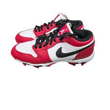 Jordan 1 Mid Youth Multisport Cleat 'Bred Toe' Red Football Baseball