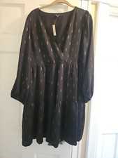 Rare Madewell Holiday 2020 Womens XL Tiered Black Metallic Knee LengthDRESS NWT!