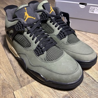 Undefeated x Nike Air Jordan 4 Retro 2025 Olive Green Orange Mens Size 10.5