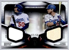 Mookie Betts/Cody Bellinger 2021 Topps Tribute Dual Relics Purple Jersey/bat /50