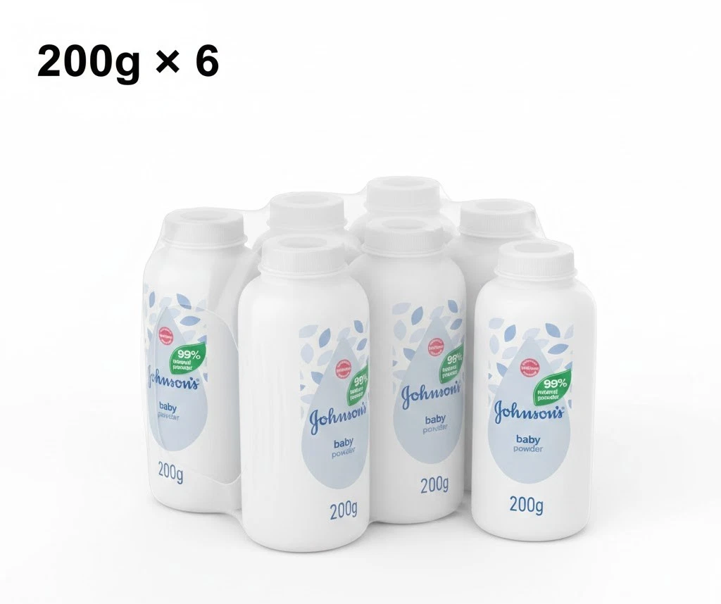 Johnson's Baby Powder Natural Cornstarch 200g - 6 Pack Bulk Bundle (1.2kg Total)