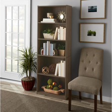 Mainstays 5-Shelf Bookcase with Adjustable Shelves, Rustic Oak, FREE SHIPPING