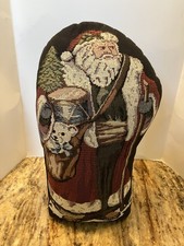 Vtg. Needlepoint Tapestry Standing Classic Santa Claus Heavy Door Stop