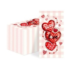 100Pcs Valentine Paper Napkins 3 Ply Red Pink Heart Love XOXO Lover Napkins FF