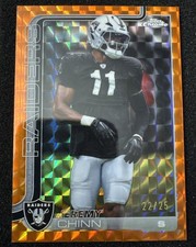 2025 TOPPS CHROME FOOTBALL ORANGE GEOMETRIC /25 JEREMY CHINN RADERS NO. 184