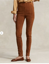 Polo Ralph Lauren Women  s Brown Lamb Suede Pants XL