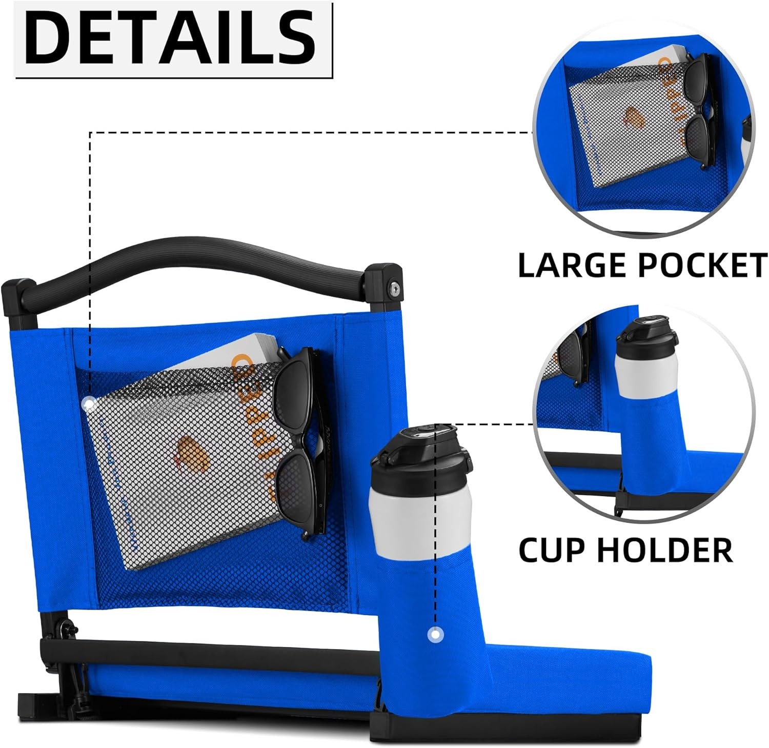 HABUTWAY Stadium Seats with Back Support and Thick Cushion 1 PC, Blue 