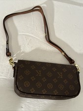 Designer Luxury Women'Ss Bags Shoulder Purse Handbag-Brown Gold Accents-Vtg Styl 17