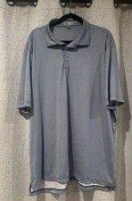 Men's Peter Millar Golf PerformanceGuitars Polo Shirt White Blue Size XXL.