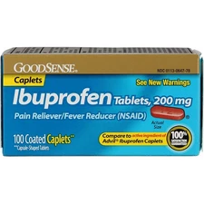 GoodSense Ibuprofen Pain Reliever Coated Caplets, 200 mg, 100 Ct