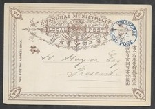 1893 China Shanghai 上海書信館 cover, 1c Brown Postcard, with 1893 cancel