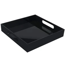 Acrylic Serving Tray, Black Decorative Serving Trays with Handles for Kitchen...