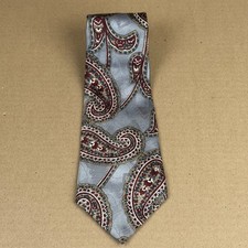 David Taylor Paisley Silk Tie Gray Burgundy Blue Classic Neck Tie