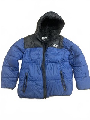 DKNY Jeans Jungen blau und schwarz gefütterte Jacke mit Kapuze Größe 14/16