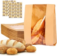 Moretoes Large Paper Bread Bags for Homemade Bread, 50Packs Sourdough Brown 