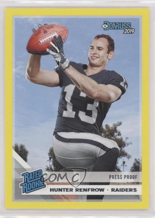 2019 Panini Donruss Rated Press Proof Yellow Hunter Renfrow #340 Rookie RC 0r5