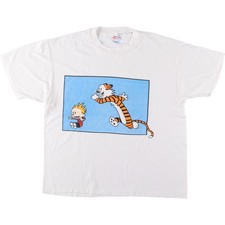 Vintage 90'S Hanes Calvin and Hobbes T-shirt Made in USA Men's XL Size XL 