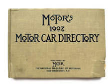 1907 Motors Motor Car Directory Antique Automobile Register Brass Era Oblong Hc