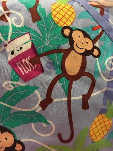 {XL} Medical Uniform Scrub Top Mad About Mouths Floss is Boss Mock Wrap DENTAL - Picture 2 of 2