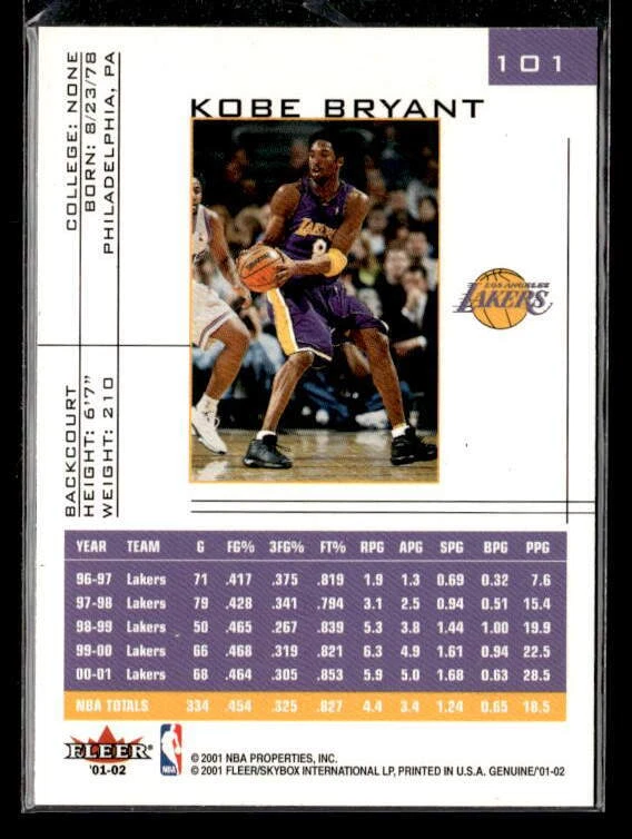 2001 Fleer Genuine #101 Kobe Bryant Near Mint | eBay