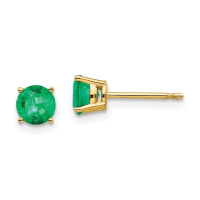 Ohrstecker 5 mm 14 Karat Gelbgold Smaragd XE72E-B