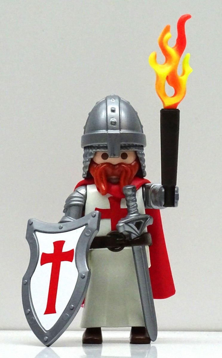 Playmobil 5 Chevaliers Templiers/Teutoniques Médiévaux - Set 3666 - Occasion - Pour Château Croisé