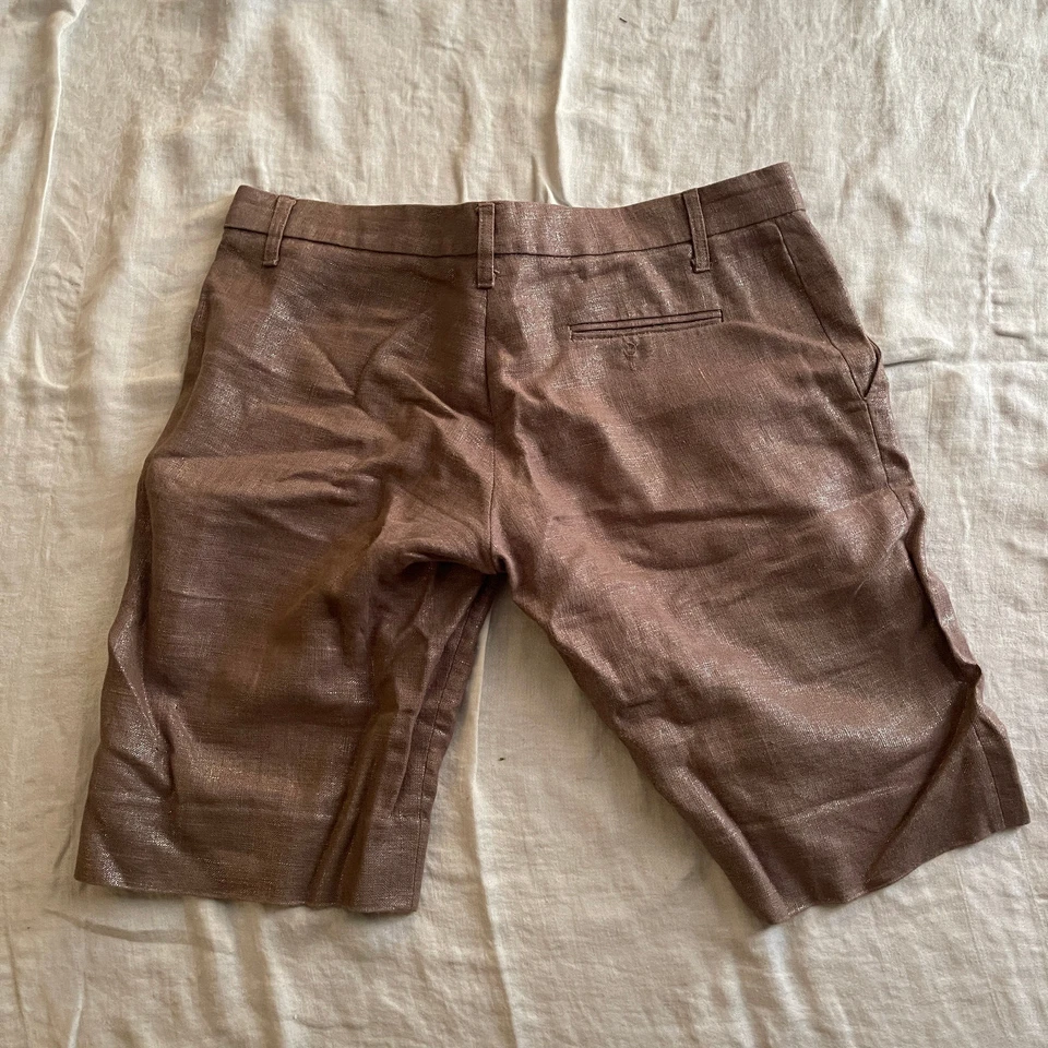 VERTIGO - SHORTS shimmery brown - pockets zip up front/ button closure - size 8 - Image 3 of 4