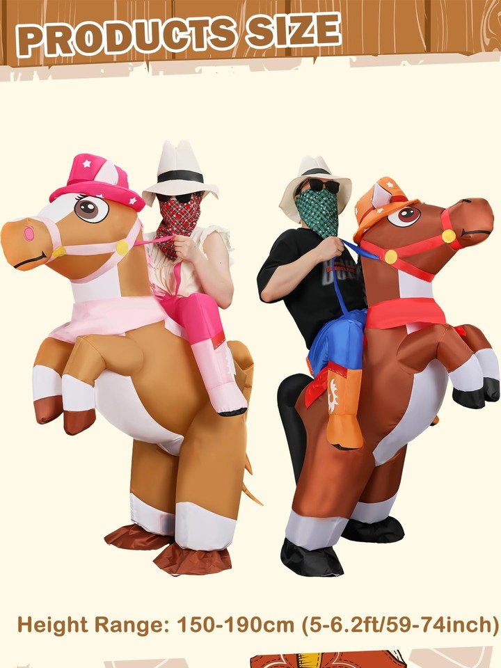 2 Pcs Inflatable Cowboy Costume Inflatable Horse Costume Horse Riding