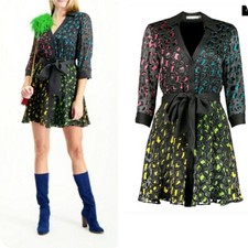 Alice+Olivia Women's Button-front V-Neck Mini Shirt Dress Size 4 Retail $580