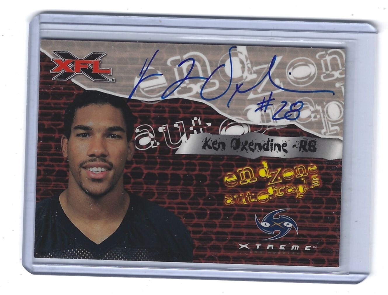 KEN OXENDINE 2001 Topps XFL Autographed Rookie End Zone Football Card #Nno-RC