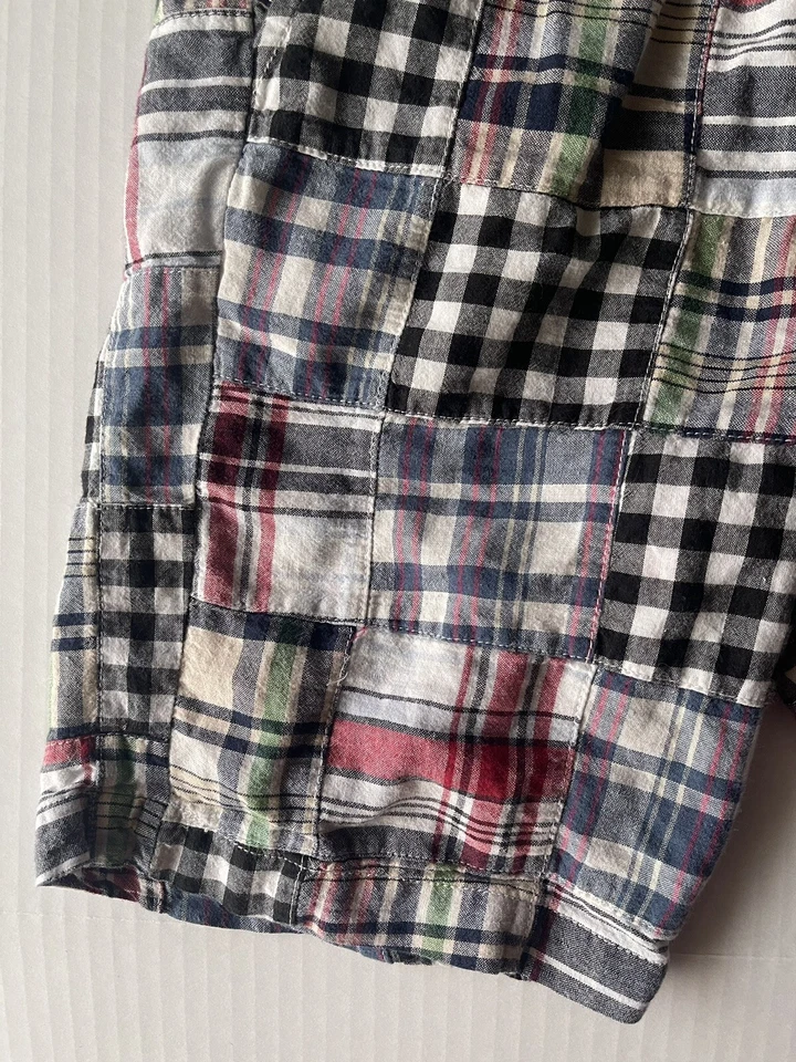 Peek Shorts Boys L 10 Patchwork Navy Blue Red White Stretch Waist - Image 2 of 4